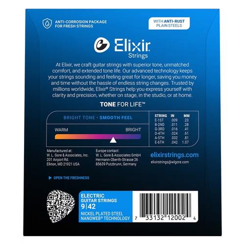 סט מיתרים לחשמלית ELIXIR NANOWEB 12002 09-42