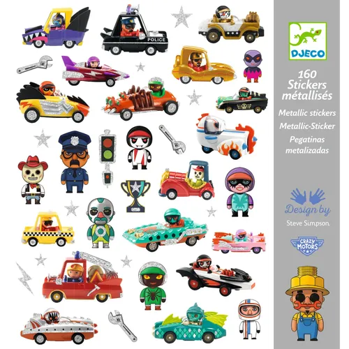 יצירה 160 מדבקות - עולם הקרייזי מוטורס המנצנץ