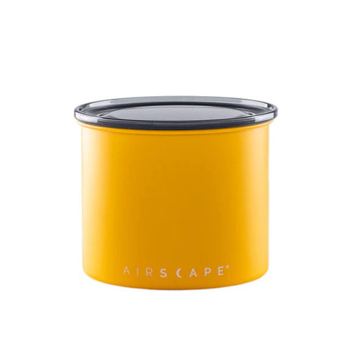 קופסת אחסון נירוסטה לקפה 250 גרם - Airscape בצהוב