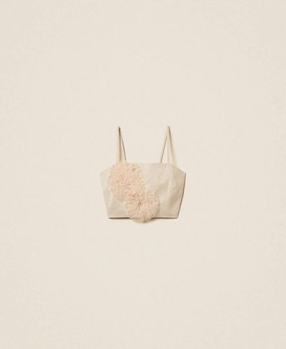 Linen blend top with lurex