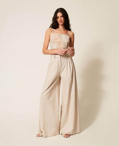 Linen blend top with lurex