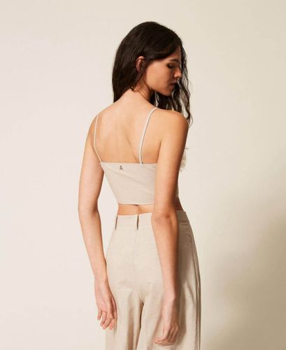 Linen blend top with lurex