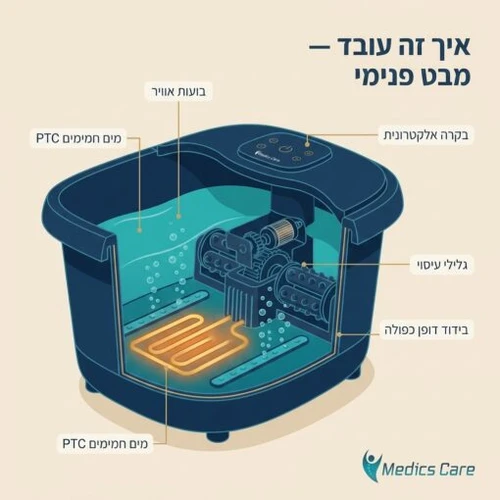 אמבט עיסוי SPA מתקפל לרגליים Medics Care MC-975 | חימום + 4 ראשי עיסוי מסתובבים 