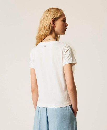 Regular fit T-shirt with tulle flowers