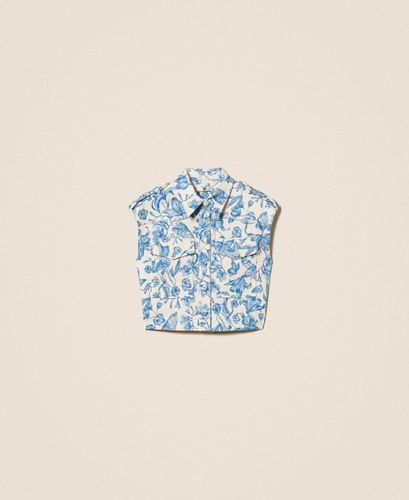 Floral bull denim gilet