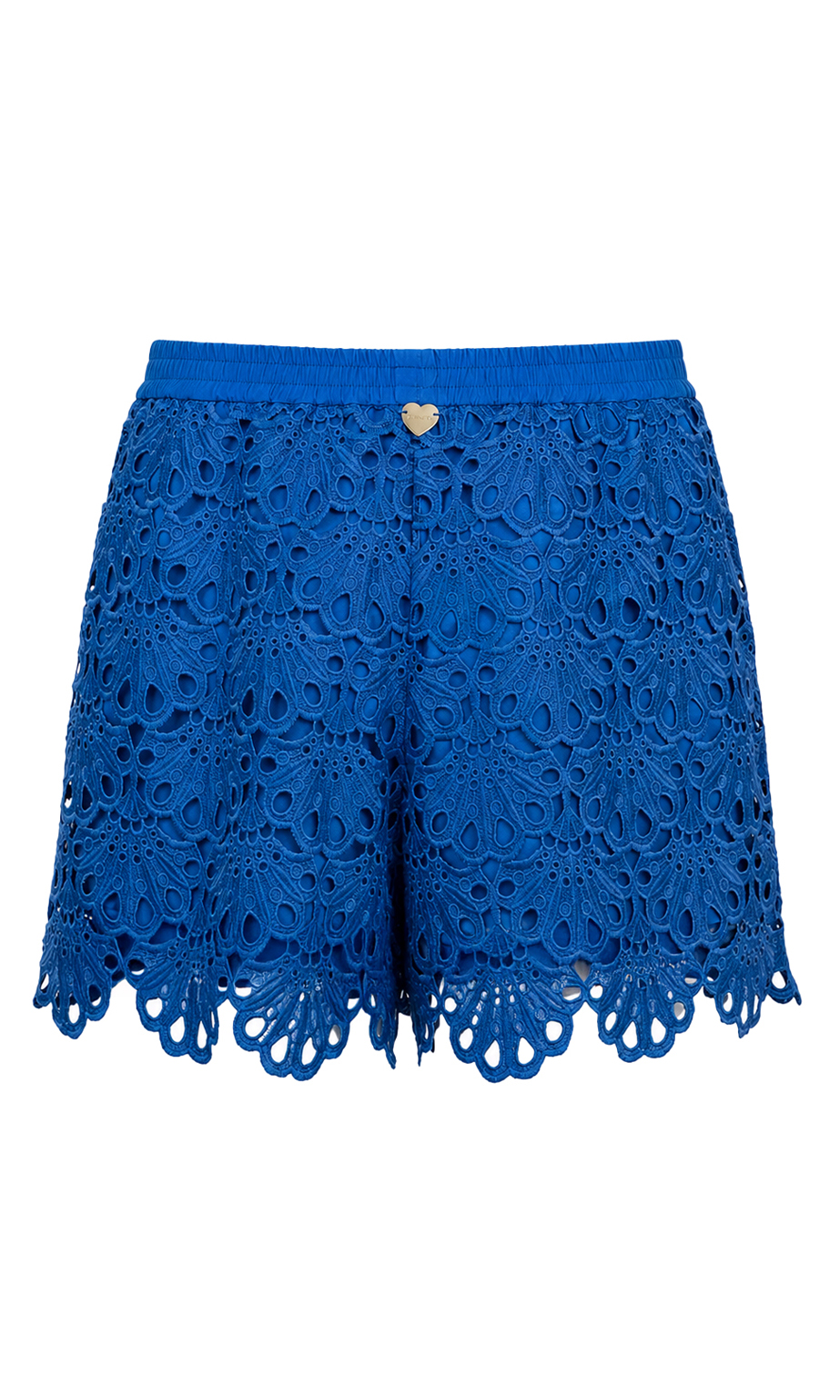 Scalloped macramé shorts