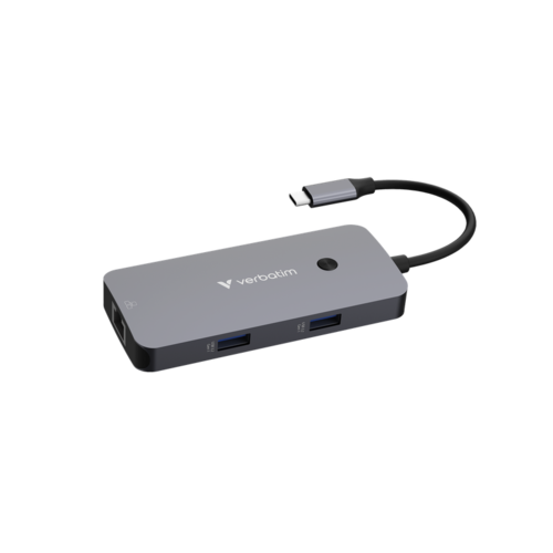 תחנת עגינה Verbatim USB-C Pro Multiport Hub 32150 - HDMI 4K / RJ45 / 2x USB-A / USB-C PD 100W