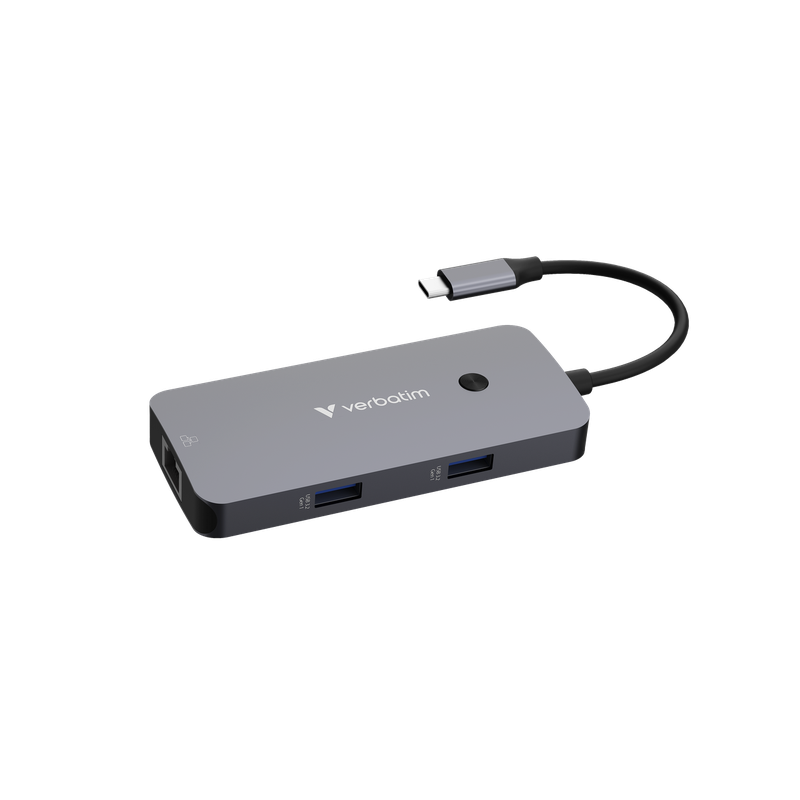 תחנת עגינה Verbatim USB-C Pro Multiport Hub 32150 - HDMI 4K / RJ45 / 2x USB-A / USB-C PD 100W