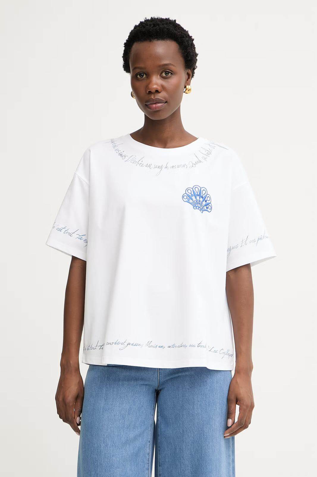 TWINSET Embroidered shell-patch T-shirt 