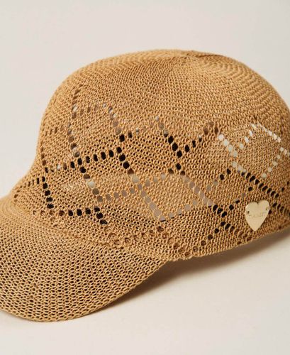 Crochet effect raffia baseball cap