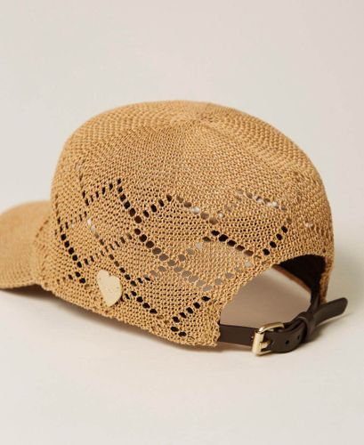 Crochet effect raffia baseball cap