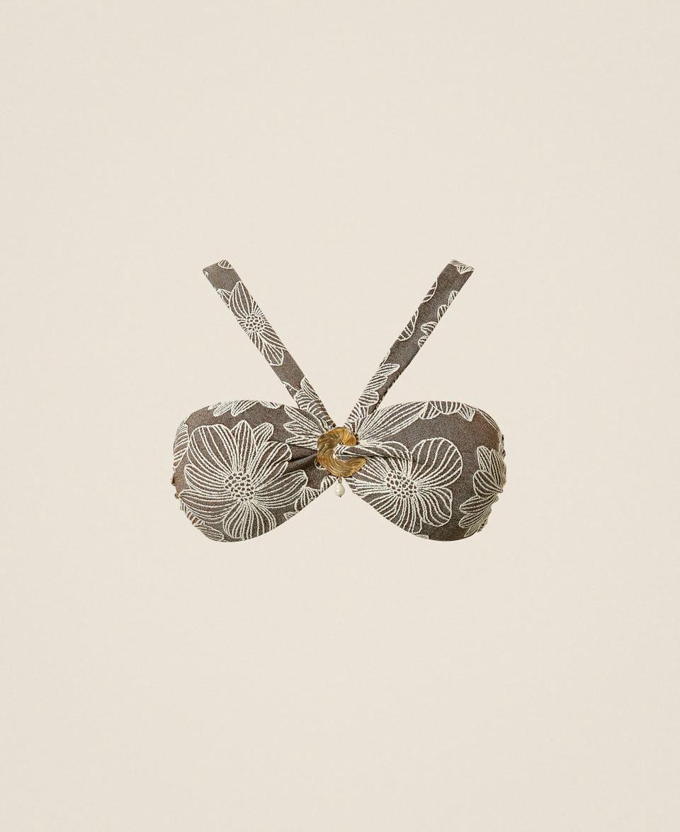 Jacquard bikini top with pearl