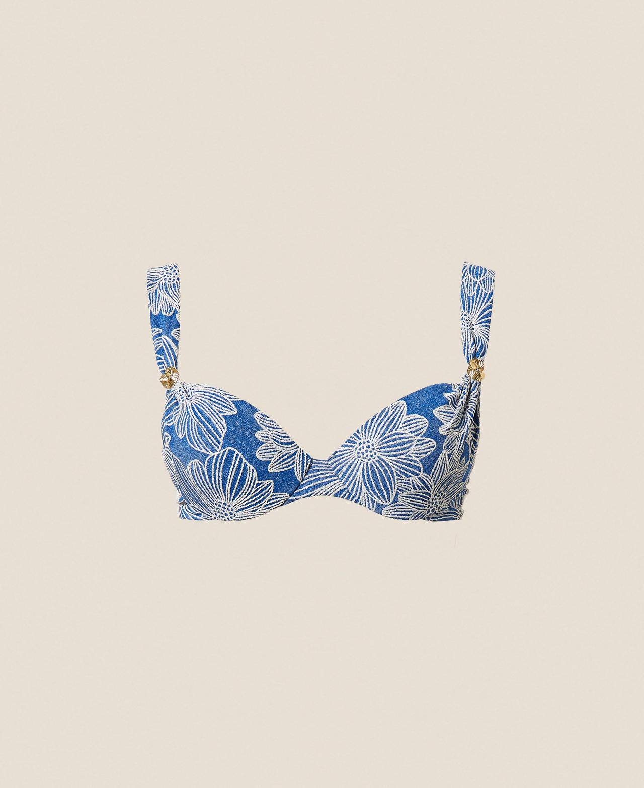 Jacquard push-up bikini top with pearl
