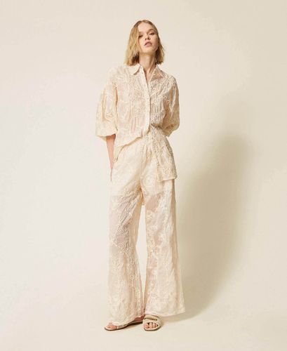 Muslin trousers with Cornely embroidery