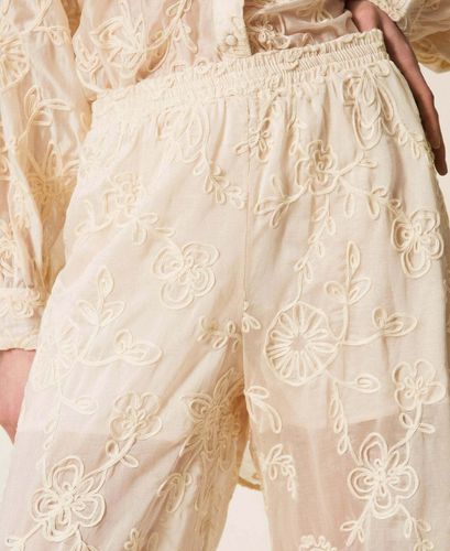 Muslin trousers with Cornely embroidery