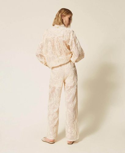 Muslin trousers with Cornely embroidery