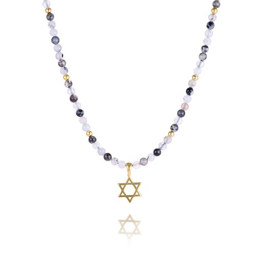 שרשרת אבני חן מגן דוד זהב לגבר
