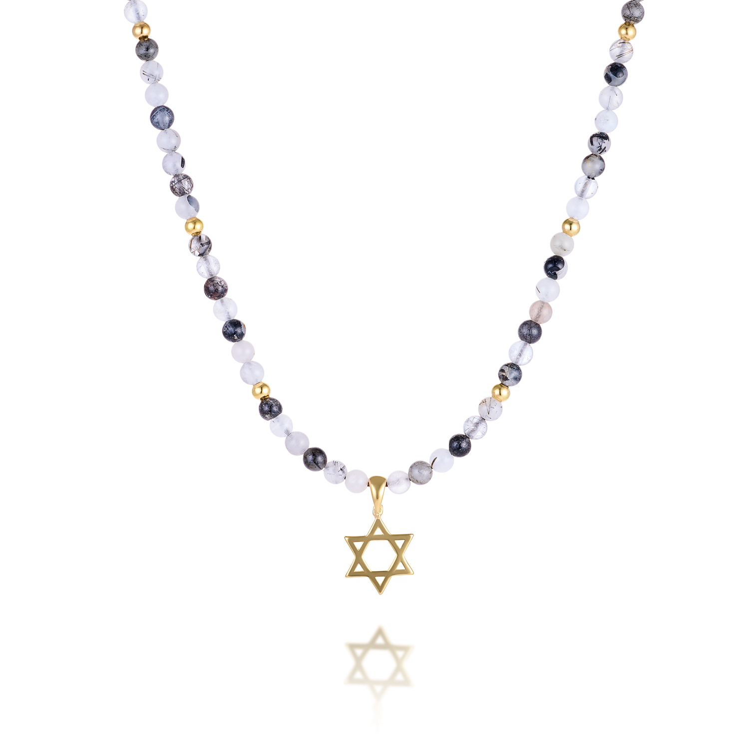 שרשרת אבני חן מגן דוד זהב לגבר