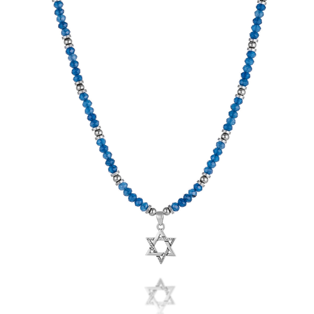 שרשרת ג׳ייד כחולה מגן דוד לגבר