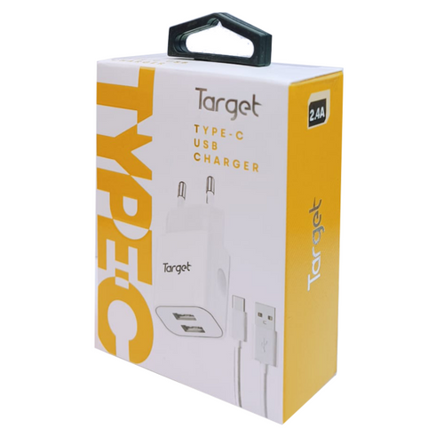 מטען בית 2 יציאות 2.4A+ כבל TARGET TYPE C