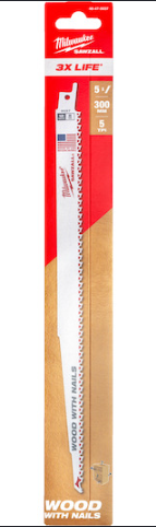 להבי מסור חרב Sawzall Thin Kerf באורך 300 מ״מ Milwaukee -  48475037