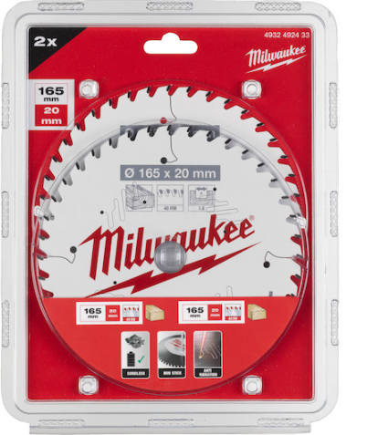 סט 2 להבי מסור 165 מ״מ Milwaukee - 4932492433