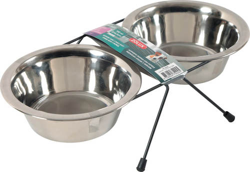 זולוקס סט האכלה איכותי לכלבים וחתולים STAND + 2 INOX BOWLS 700ML