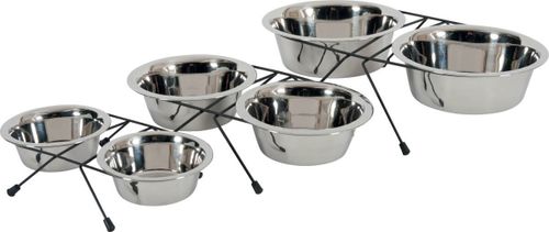 זולוקס סט האכלה איכותי לכלבים וחתולים STAND + 2 INOX BOWLS 700ML