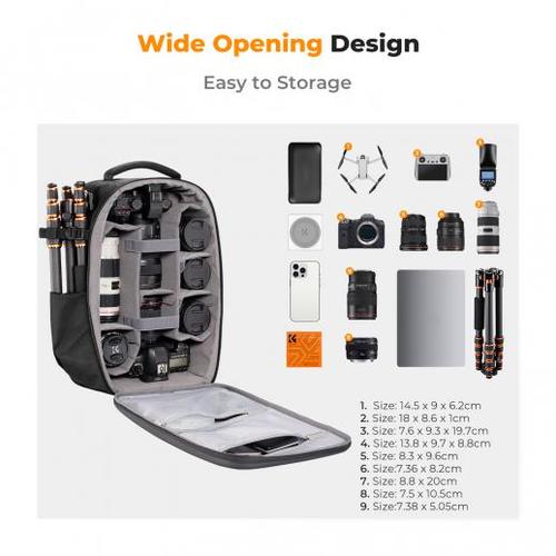 תיק גב קשיח לצילום מקצועי K F  Concept Camera Backpack 22L