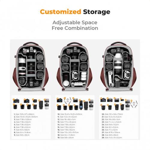 תיק גב קשיח לצילום מקצועי K F  Concept Camera Backpack 22L