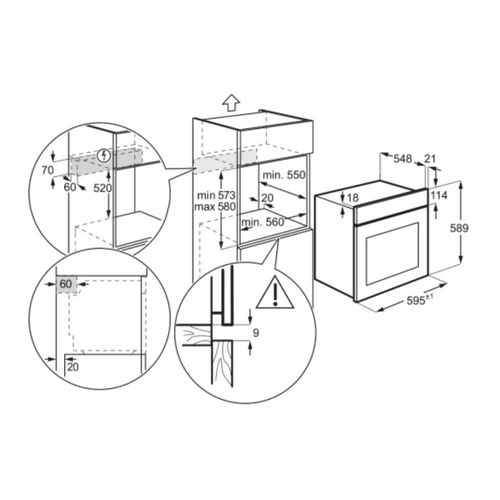 תנור בנוי 72 ליטר Electrolux EOH3101K EvenCooking שחור | איטליה