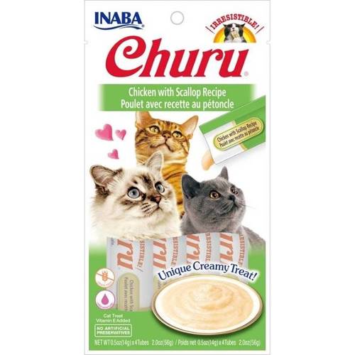 CHURU צ'ורו חטיף שלוק נוזלי בטעם עוף וצדפות 4 יח'