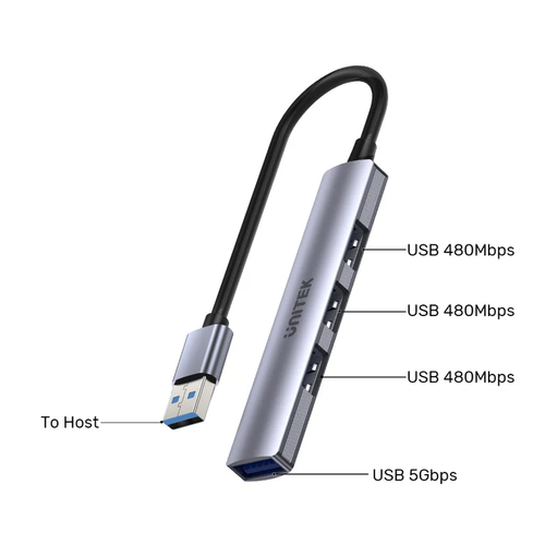  H1208A - מפצל 4 פורט USB-A בחיבור UNITEK USB-A 