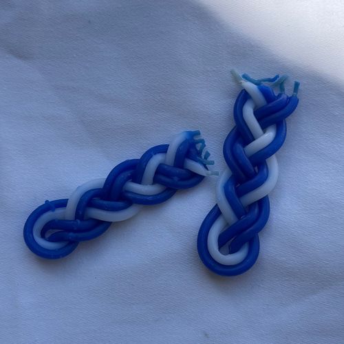 נר הבדלה מיני צבע כחול לבן