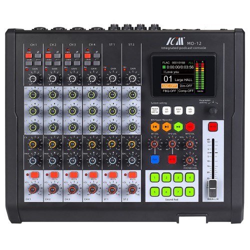 מיקסר פודקאסט עם 4 כניסות מונו 2 סטריאו MP3 BT USB ICM MO-12
