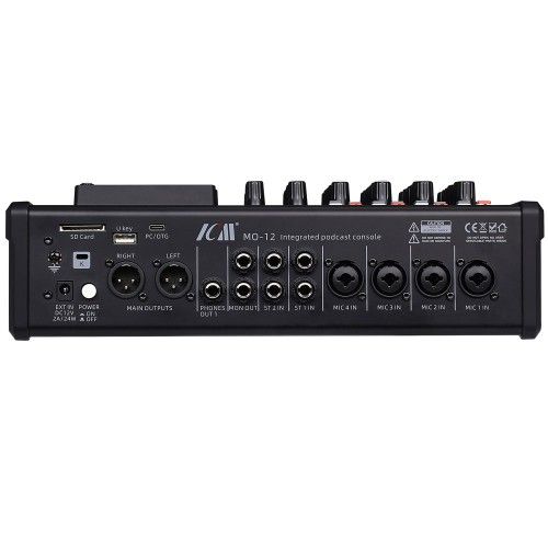 מיקסר פודקאסט עם 4 כניסות מונו 2 סטריאו MP3 BT USB ICM MO-12