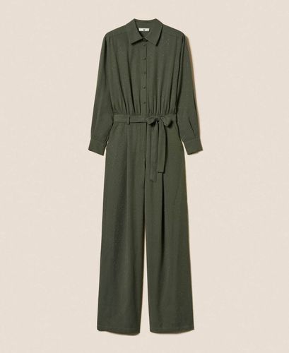Twill jumpsuit with studs