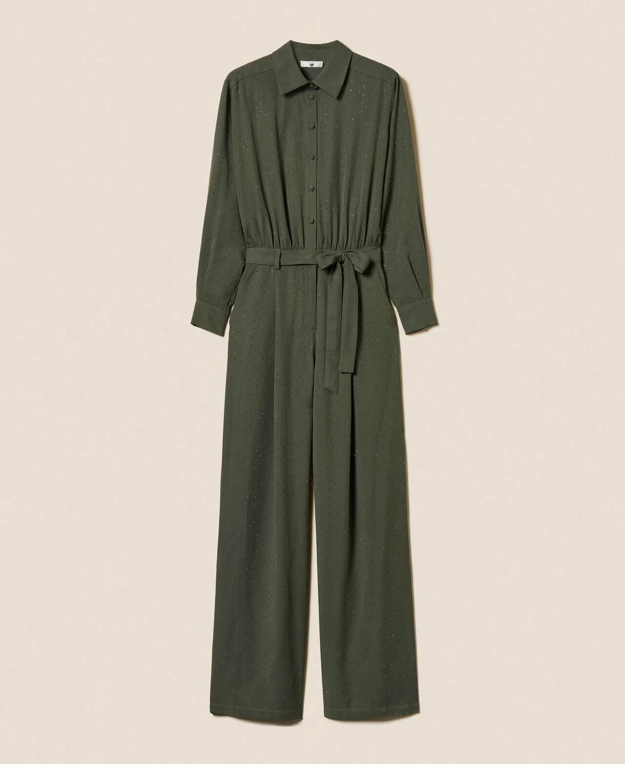 Twill jumpsuit with studs