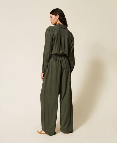 Twill jumpsuit with studs