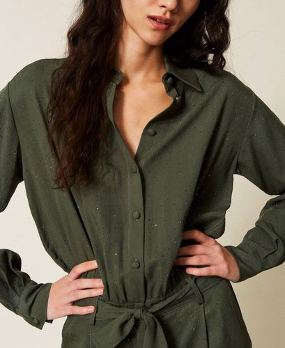 Twill jumpsuit with studs