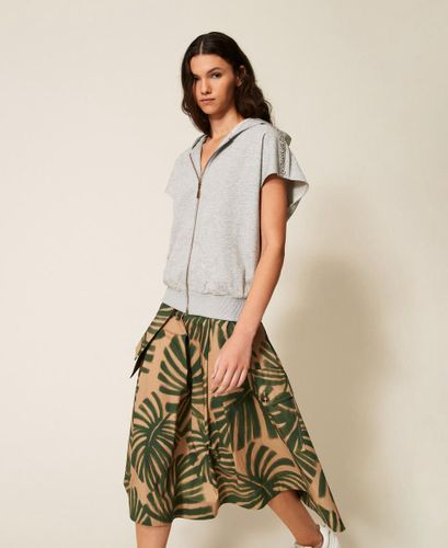 Midi poplin skirt with print