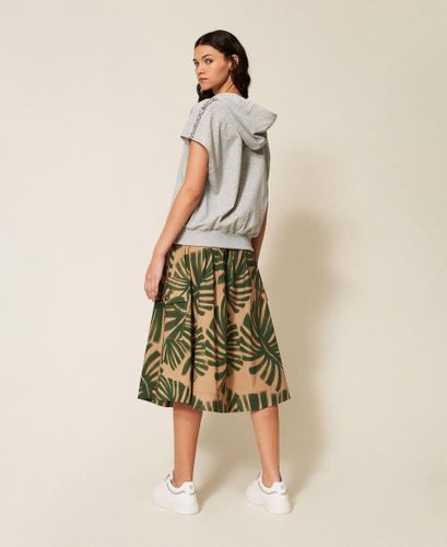Midi poplin skirt with print