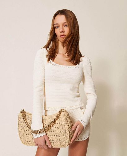 Large crocheted raffia Liliane bag