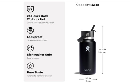 תרמוס בקבוק שתיה Hydro Flask Wide Mouth 946 מ