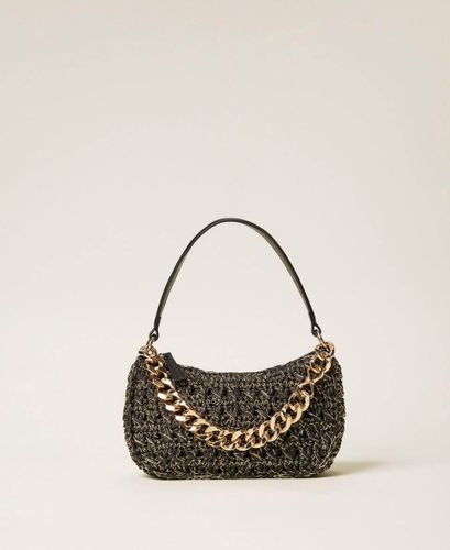 Medium crocheted raffia Liliane bag