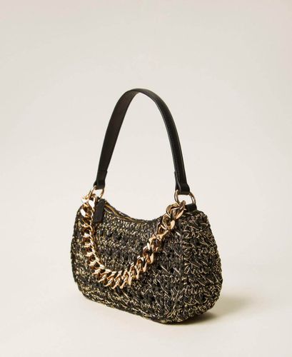 Medium crocheted raffia Liliane bag