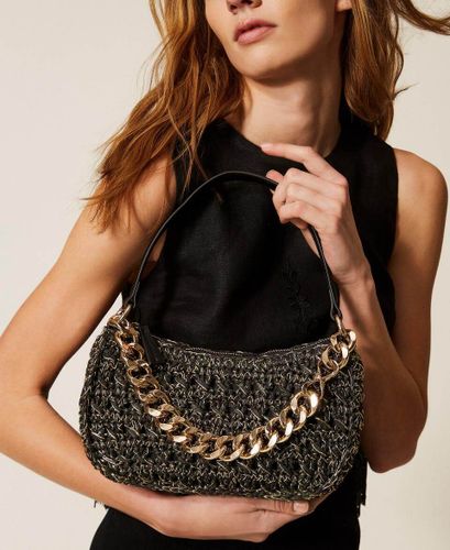 Medium crocheted raffia Liliane bag
