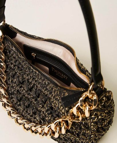 Medium crocheted raffia Liliane bag