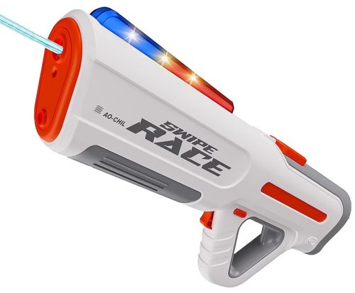 רובה מים חשמלי בלחץ גבוה עם אפקט קולי, תאורת LED, סוללה נטענת ואפשרות חיבור לבקבוק (מגוון צבעים)