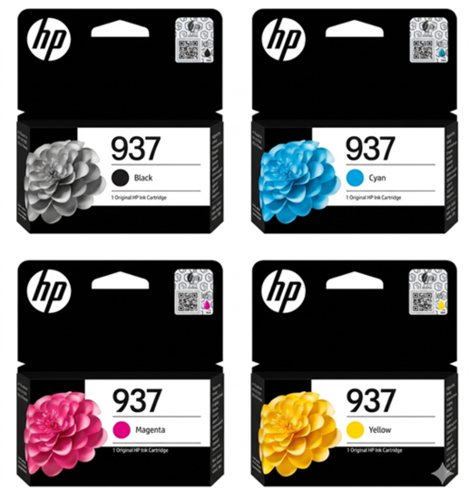 סט 4 ראשי דיו מקוריים HP 937